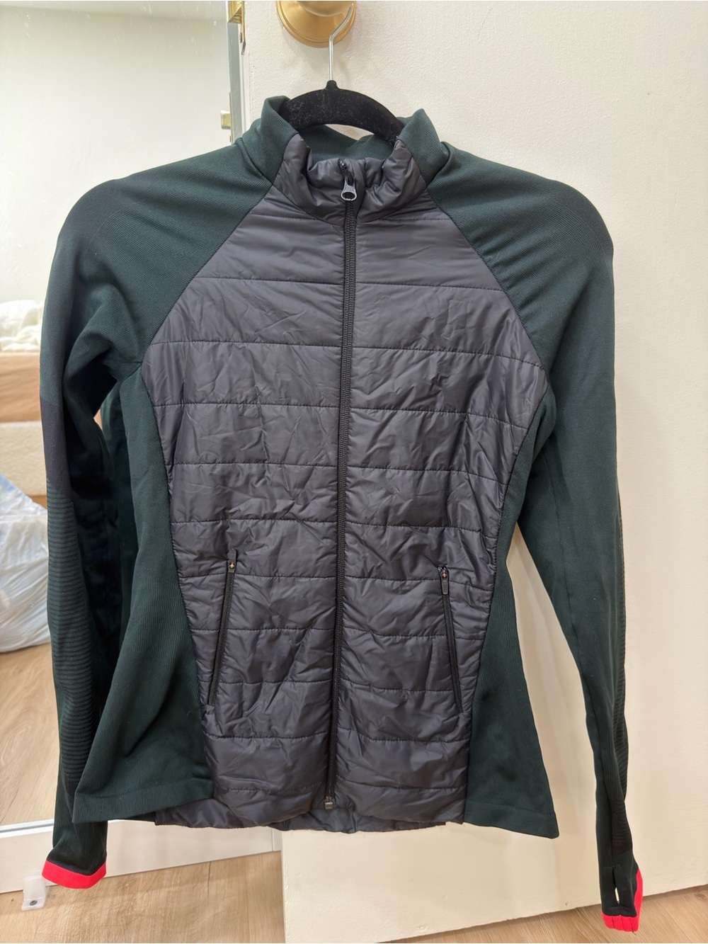 LNDR quilted Jacket - Dark marl green & black
